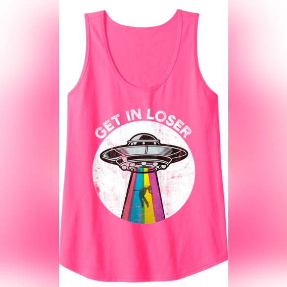 Port and Company Tops - UFO Graphic Pink Tank Top Size Small NWT
